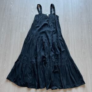 J Crew Flawed Airy Gauze Tiered Maxi Dress Small Black Sleeveless FLAW DIY